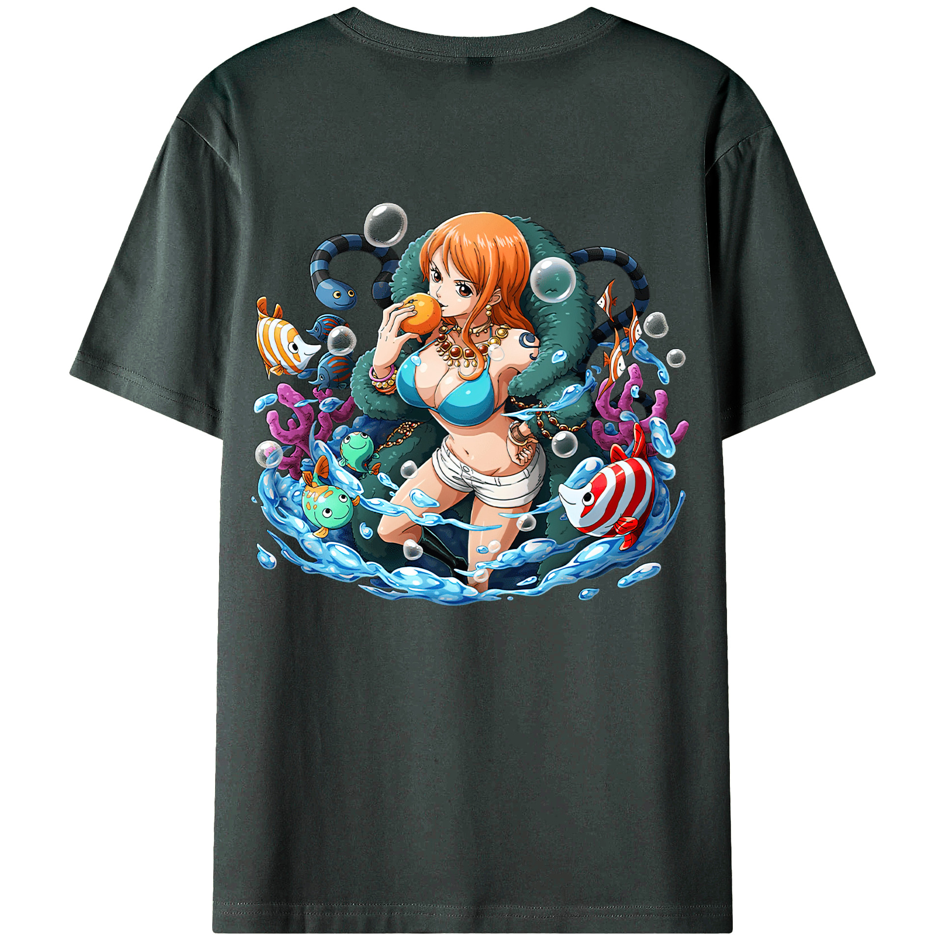 （画像用） ワンピース ナミ ONE PIECE Nami 綿100％ メンズ半袖Tシャツ（バックプリント） 通気性